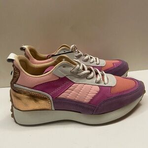 Goosecraft Dane leather sneakers women’s size 8 new with tags pink purple gold
